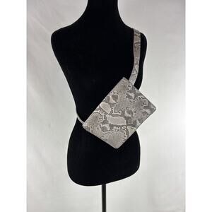 Calvin Klein Belt Bag Grey White Snakeprint Coated Leather Large Reptile